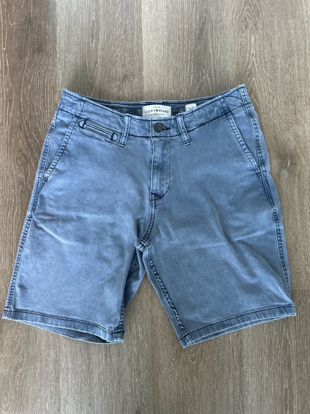 Lucky Brand Men's Washed Blue Flat Front Chino Shorts
